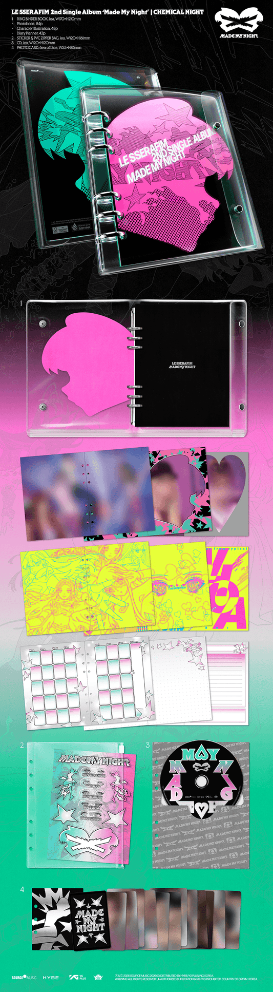 *PRE ORDER* LE SSERAFIM 2nd Single Album 'Made My Night' Weverse Global × STUDIO CHOOM special gift - Chemical Night version