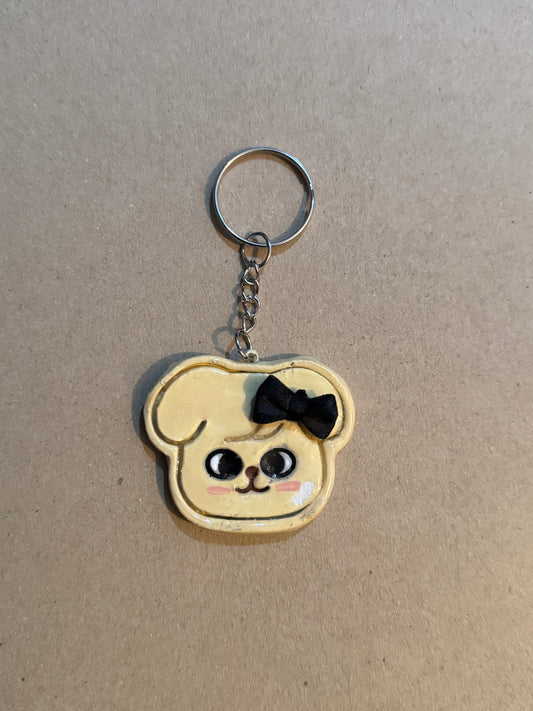 Wonky STRAY KIDS  bow clay character Keychain - PuppyM