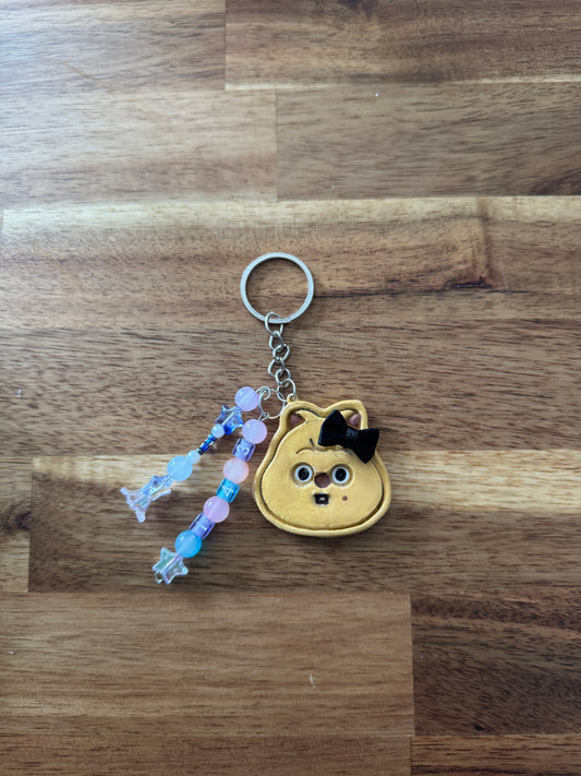 STRAY KIDS 143  bow clay character Keychain - Han Quokka